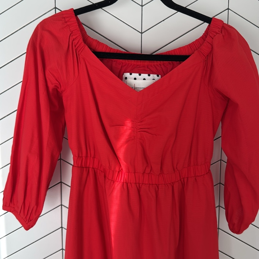 Anthropologie red dress sweetheart neckline date night Valentine’s Day